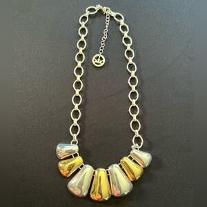 Vintage Crown Trafari Link Necklace Silver Gold Tone Collectible Chunky